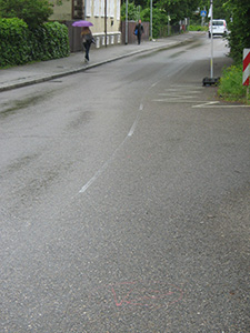 Vormarkierung Radweg in der Eisenbahnstraße